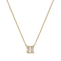 Round & baguette diamond mosaic square pendant necklace in 10k yellow gold – 1/10 cttw bijoux-nyc direct