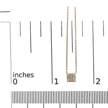10k yellow gold 1/10 cttw round and baguette diamond mosaic composite square 18’’ inch pendant necklace (h i color i1 i2 clarity)