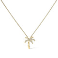 Diamond palm tree pendant necklace in 10k yellow gold – 1/10 ct
