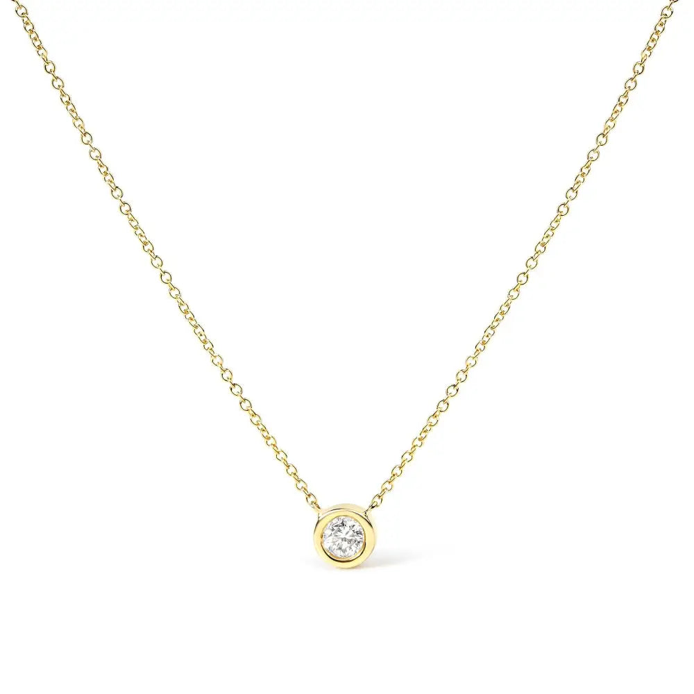 1/2 carat diamond bezel solitaire necklace in 10k yellow gold bijoux-nyc direct