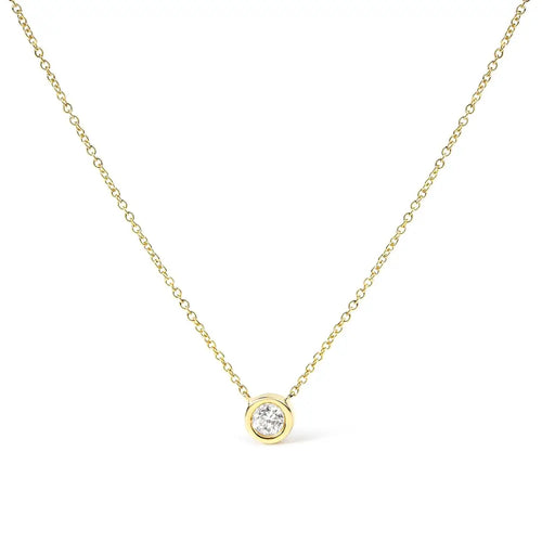 1/2 carat diamond bezel solitaire necklace in 10k yellow gold bijoux-nyc direct