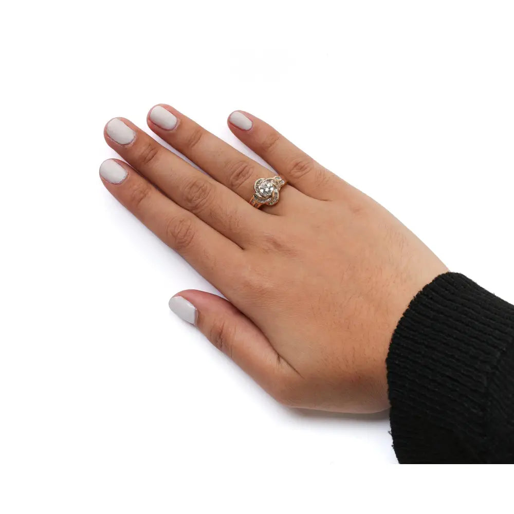 10k yellow gold 1/2 cttw diamond flower swirl cocktail ring bijoux-nyc direct