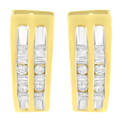 10K Yellow Gold 1/2 cttw Diamond Huggy Heart Hoop Earrings (I-J Clarity, I2-I3 Color) - Bijoux-NYC Direct