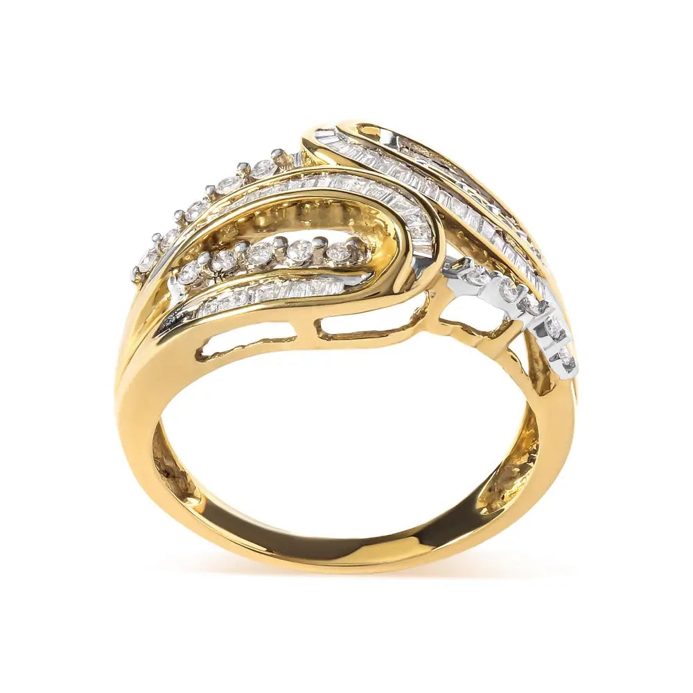 10k yellow gold 1/2 cttw diamond open space bypass ring size 7 bijoux-nyc direct