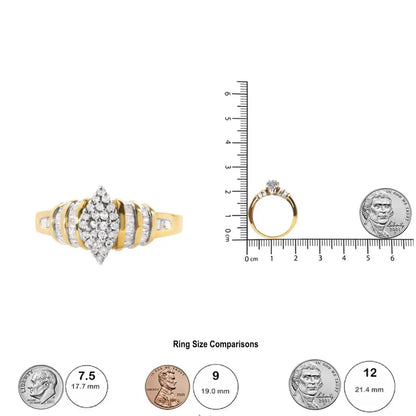 10K Yellow Gold 1/2 Cttw Diamond Pear Shaped Head and Multi Row Channel Set Shank Ring (H-I Color, SI2-I1 Clarity) - Bijoux-NYC Direct