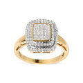 10k yellow gold 1/2 cttw princess and round diamond composite halo ring bijoux-nyc direct