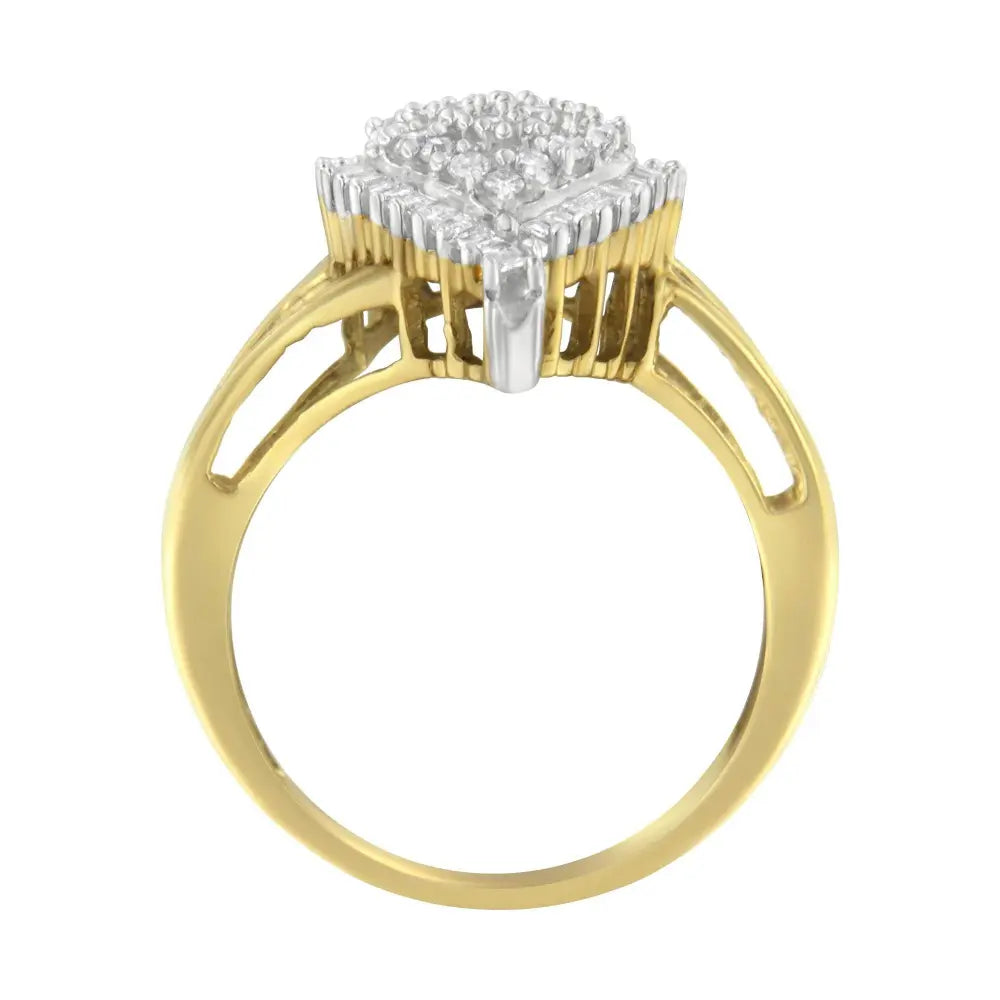 10K Yellow Gold 1/2 Cttw Round and Baguette-Cut Diamond Pear Ring (I-J Color, I1-I2 Clarity) - Bijoux-NYC Direct