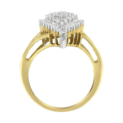 10K Yellow Gold 1/2 Cttw Round and Baguette-Cut Diamond Pear Ring (I-J Color, I1-I2 Clarity) - Bijoux-NYC Direct
