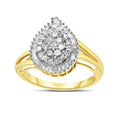 10k yellow gold 1/2 cttw round and baguette diamond pear cluster ring bijoux-nyc direct
