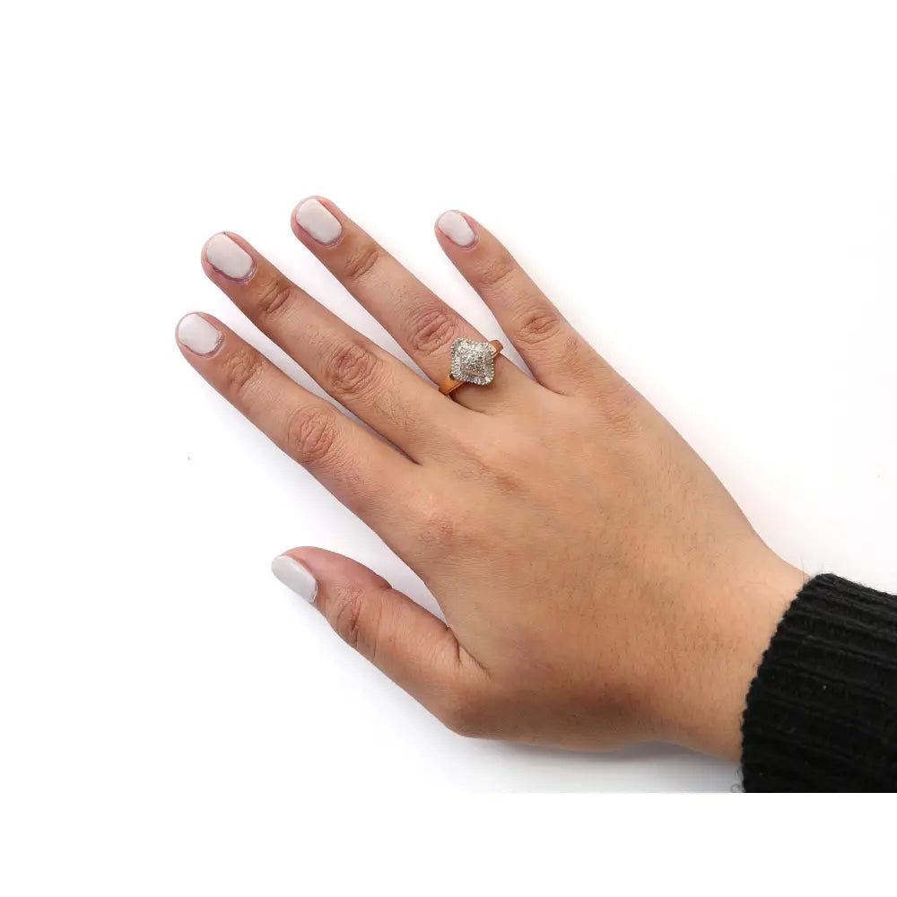 10k yellow gold 1/2 cttw round and baguette diamond rhombus halo ring bijoux-nyc direct