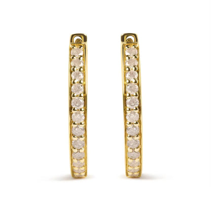 10K Yellow Gold 1/2 Cttw Round-Cut Diamond Hoop Earrings (I-J Color, I2-I3 Clarity) - Bijoux-NYC Direct