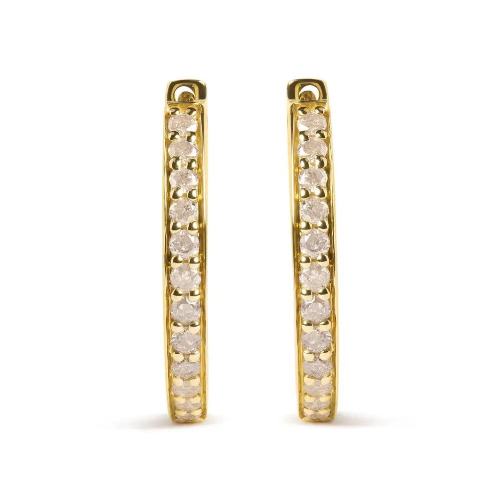 1/2 cttw round diamond hoop earrings in 10k yellow gold bijoux-nyc direct