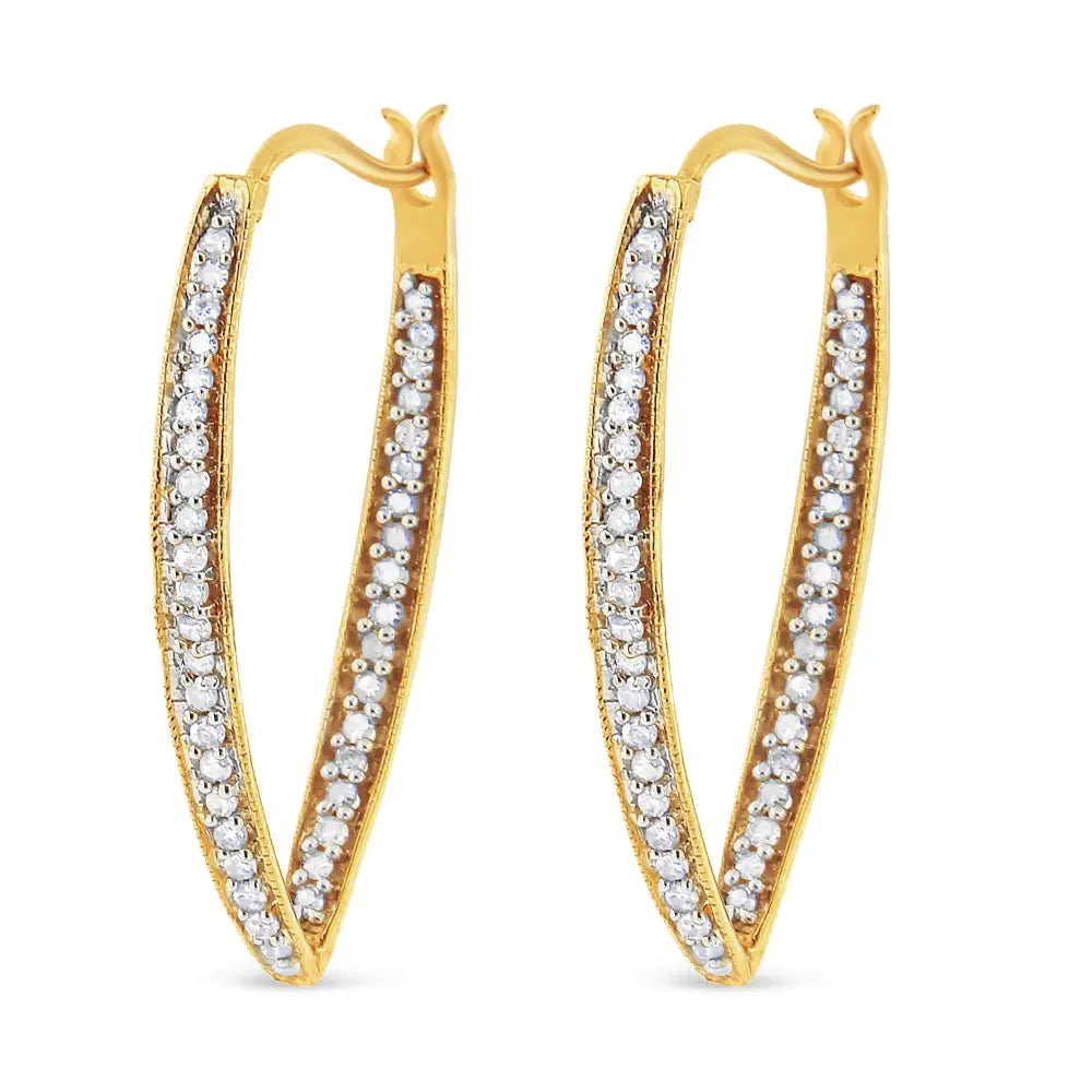 1/2 cttw round diamond inside out hoop earrings in 10k yellow gold bijoux-nyc direct