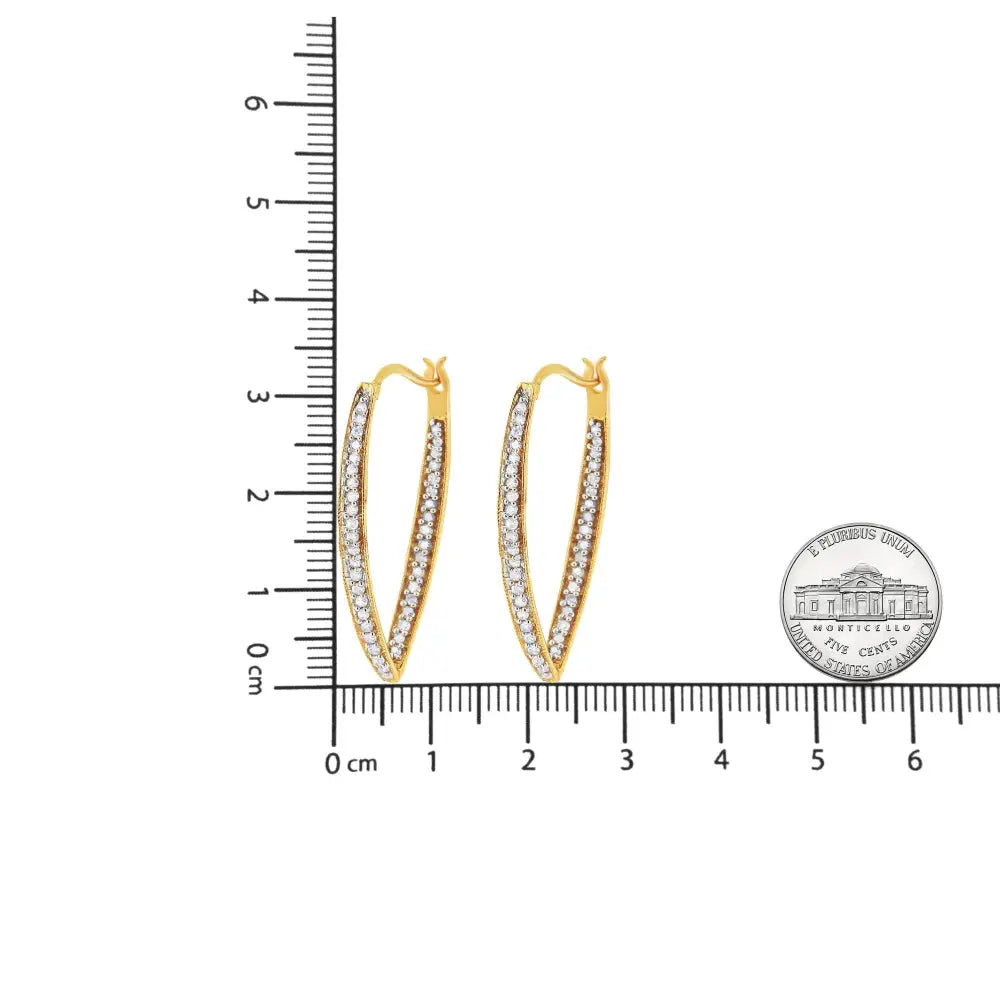 1/2 cttw round diamond inside out hoop earrings in 10k yellow gold bijoux-nyc direct