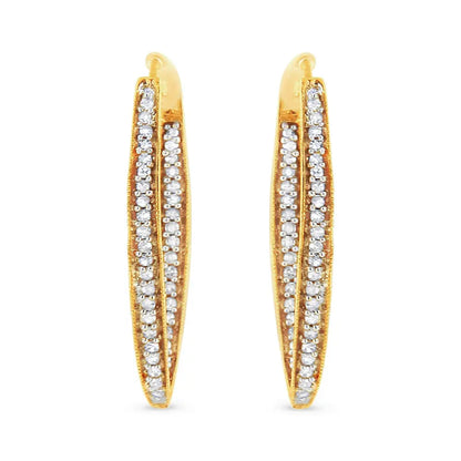 10K Yellow Gold 1/2 Cttw Round-Cut Diamond Modern Hoop Earrings (I-J Color, I2-I3 Clarity) - Bijoux-NYC Direct