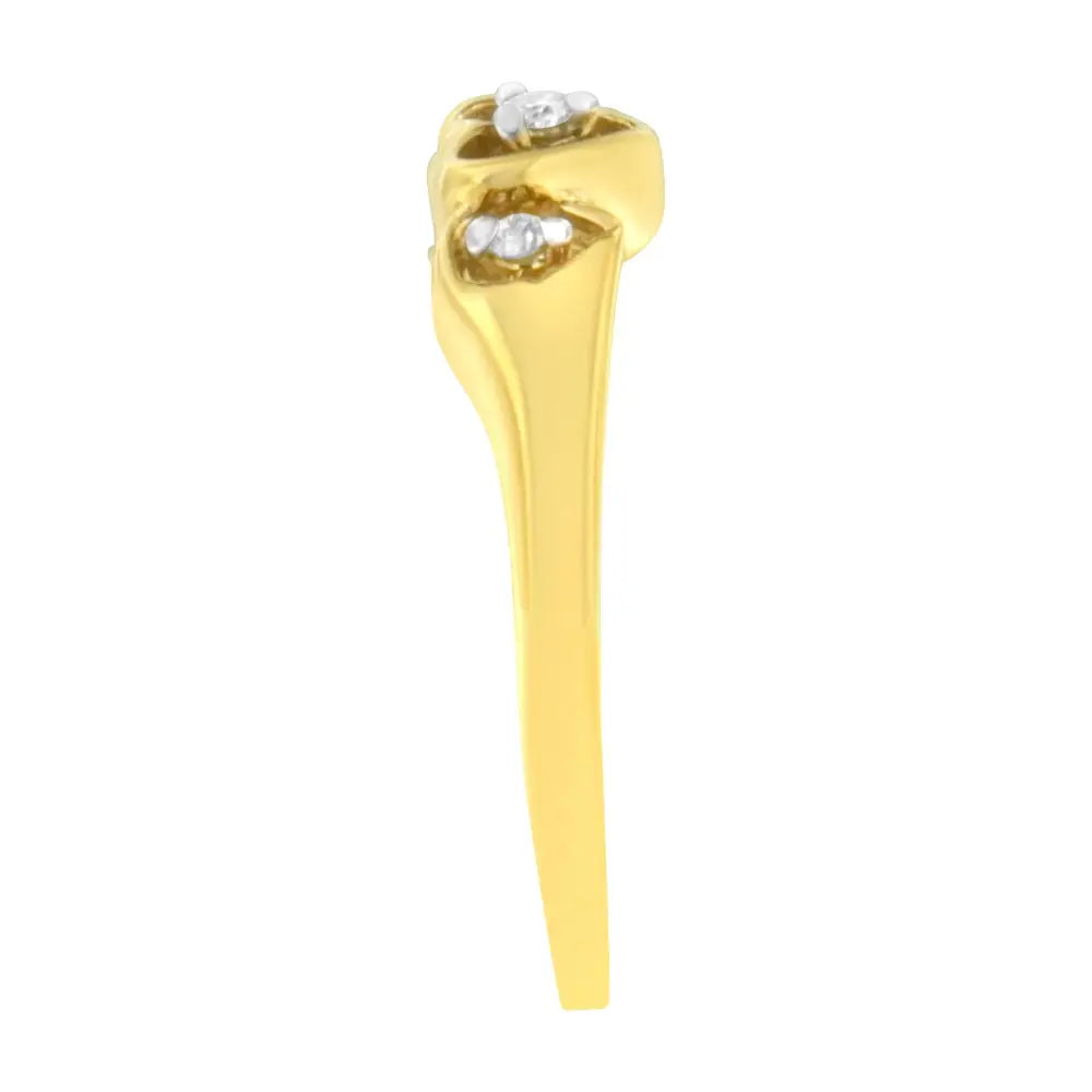 10k yellow gold 1/20 cttw triple heart diamond ring bijoux-nyc direct