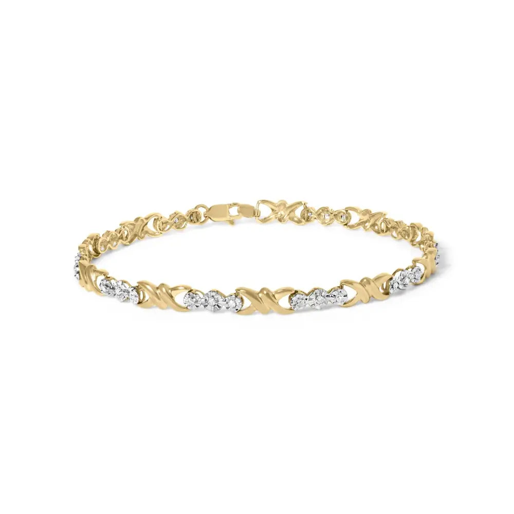 1/3 cttw diamond x-link bracelet in 10k yellow gold 7.50 inches bijoux-nyc direct