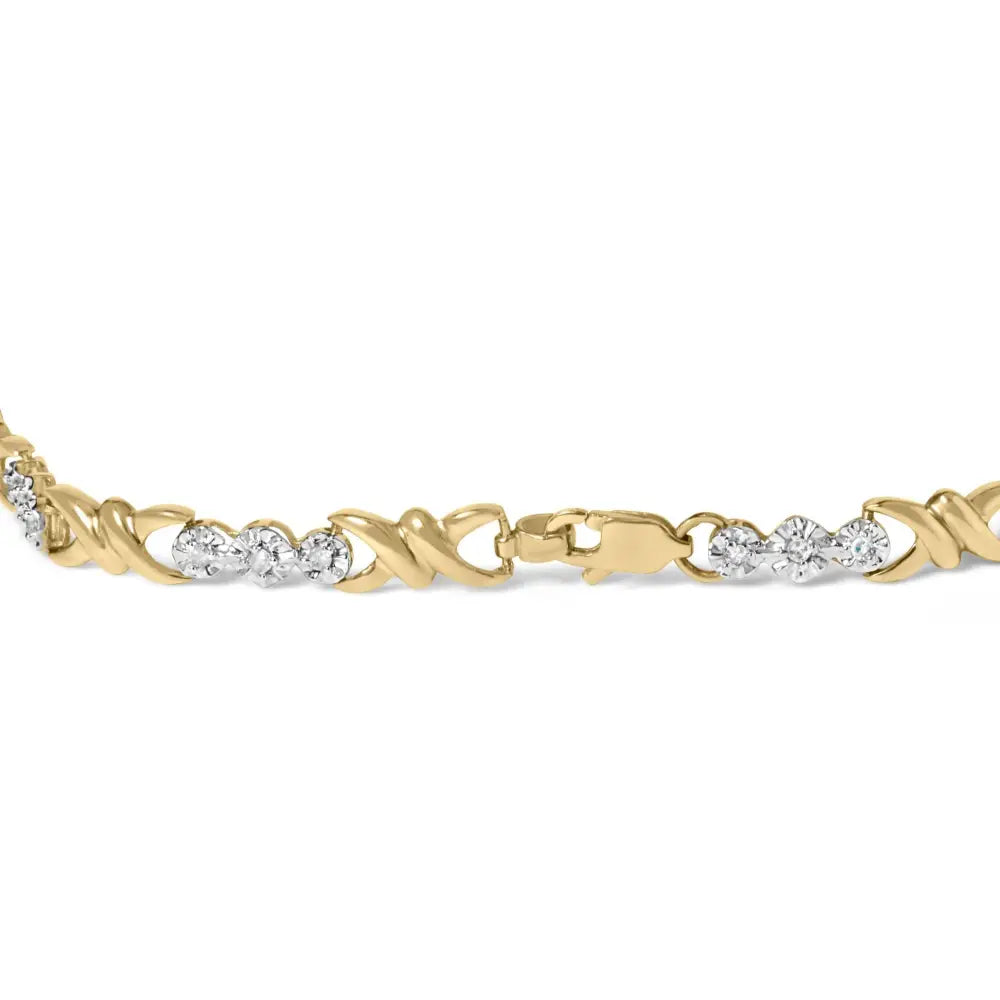 1/3 cttw diamond x-link bracelet in 10k yellow gold 7.50 inches bijoux-nyc direct