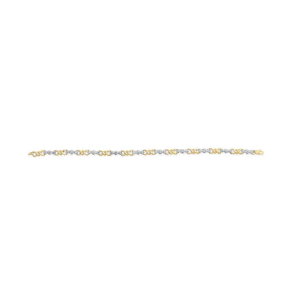 10k yellow gold 1/3 cttw diamond 3 stone and x link bracelet (i j color i1 i2 clarity) 7.50’’ inches bracelets/bracelet/link