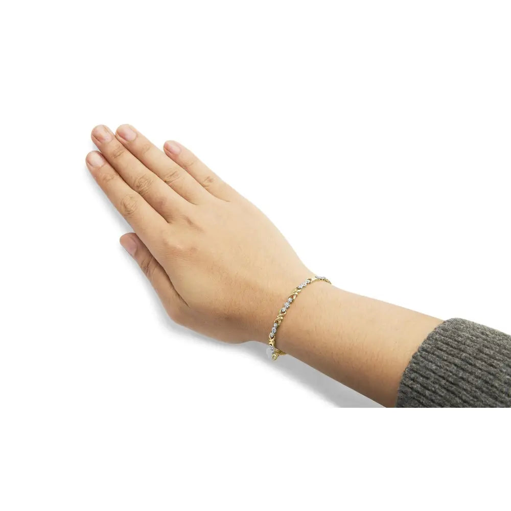 1/3 cttw diamond x-link bracelet in 10k yellow gold 7.50 inches bijoux-nyc direct