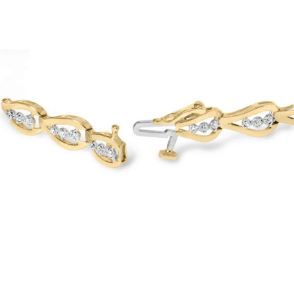 10k yellow gold 1/3 cttw diamond 3 stone teardrop design link bracelet (i j color i1 i2 clarity) 7.25’’ inches