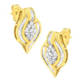 10k yellow gold 1/3 cttw diamond cluster leaf swirl stud earrings bijoux-nyc direct