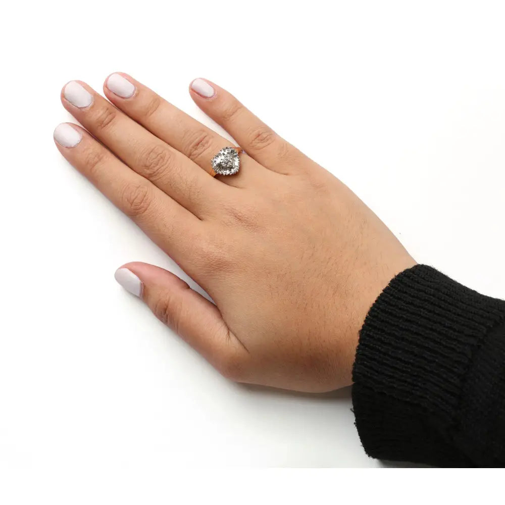 10k yellow gold 1/4 cttw diamond heart ballerina ring size 7 bijoux-nyc direct