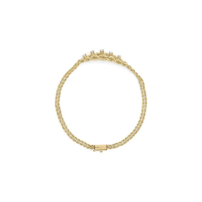 10k yellow gold 1/4 cttw round cut diamond basket weave rope chain style 7’’ bracelet (h i color i1 i2 clarity)