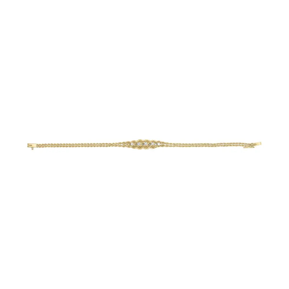 10k yellow gold 1/4 cttw diamond basket weave rope chain 7 inch bracelet bijoux-nyc direct