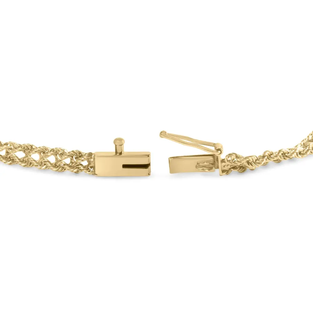 10k yellow gold 1/4 cttw round cut diamond basket weave rope chain style 7’’ bracelet (h i color i1 i2 clarity)