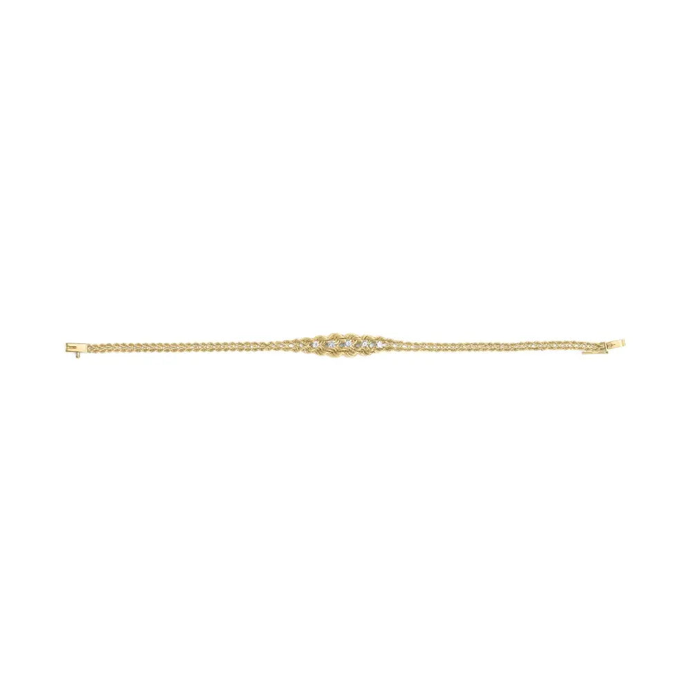 10k yellow gold 1/4 cttw round cut diamond basket weave rope chain style 7’’ bracelet (h i color i1 i2 clarity)
