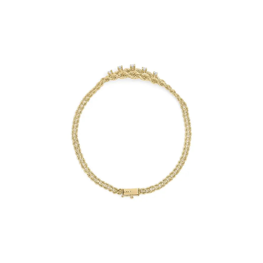 10k yellow gold 1/4 cttw diamond basket weave rope chain 7 inch bracelet bijoux-nyc direct