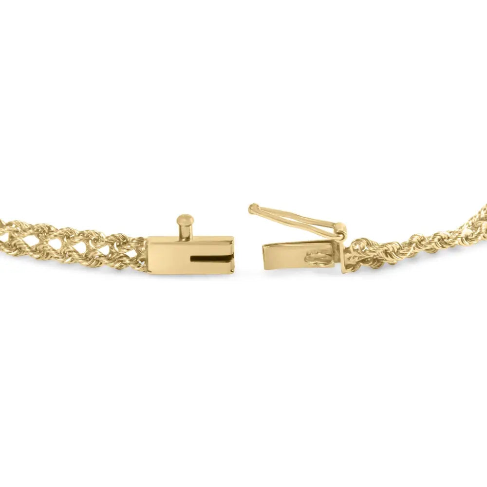 10k yellow gold 1/4 cttw diamond basket weave rope chain 7 inch bracelet bijoux-nyc direct