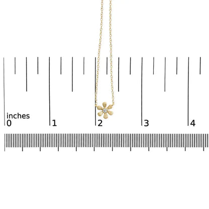 10K Yellow Gold 1/8 Cttw Diamond Floral Station Chain Necklace (I-J Color, I1-I2 Clarity) - Bijoux-NYC Direct
