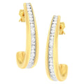 10k yellow gold 1 ct tdw round and baguette diamond j-hoop earrings bijoux-nyc direct