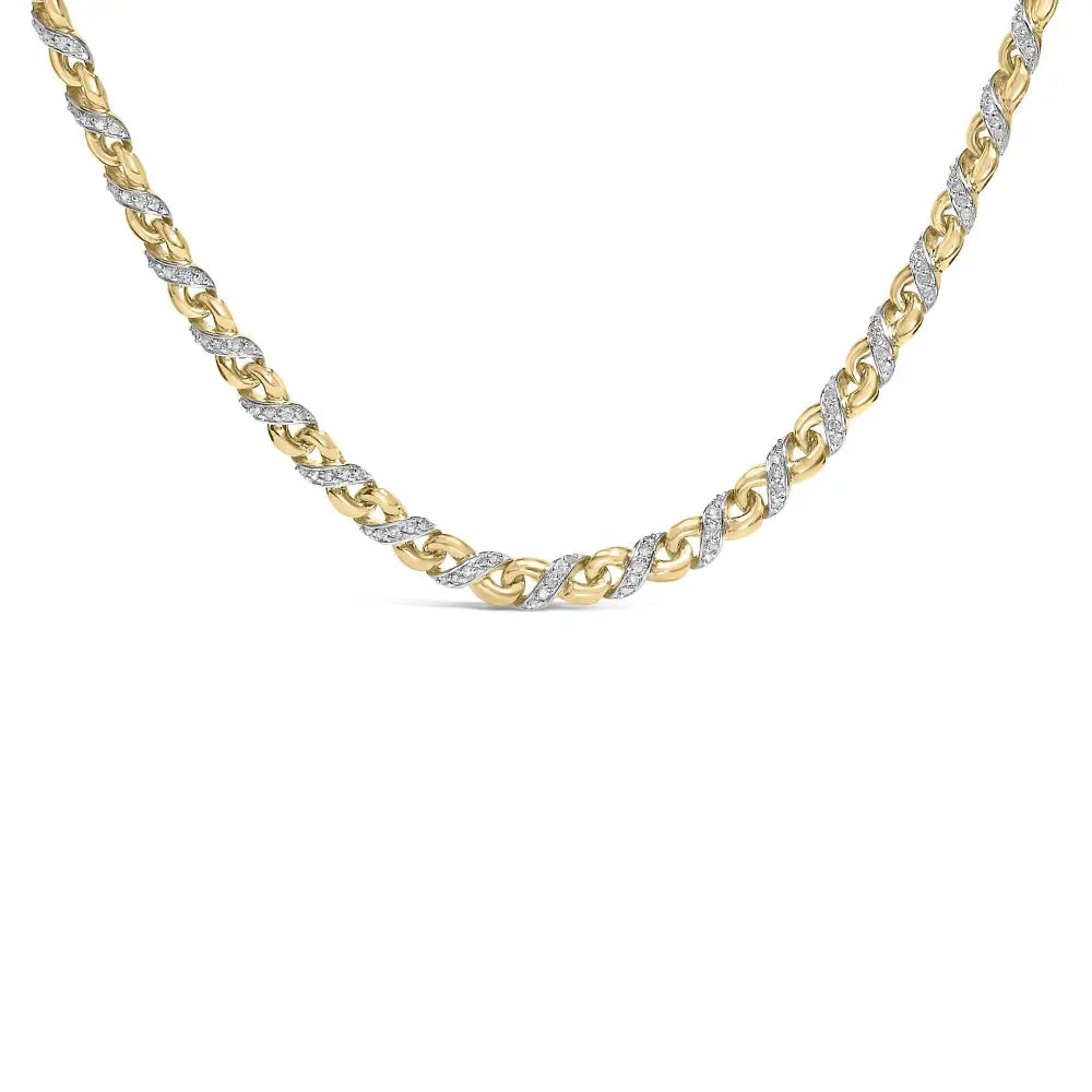 10k yellow gold 1 cttw round diamond interlock riviera pendant necklace bijoux-nyc direct