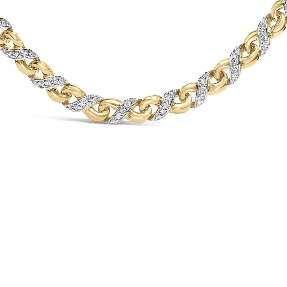 10k yellow gold 1 cttw round diamond interlock riviera pendant necklace bijoux-nyc direct