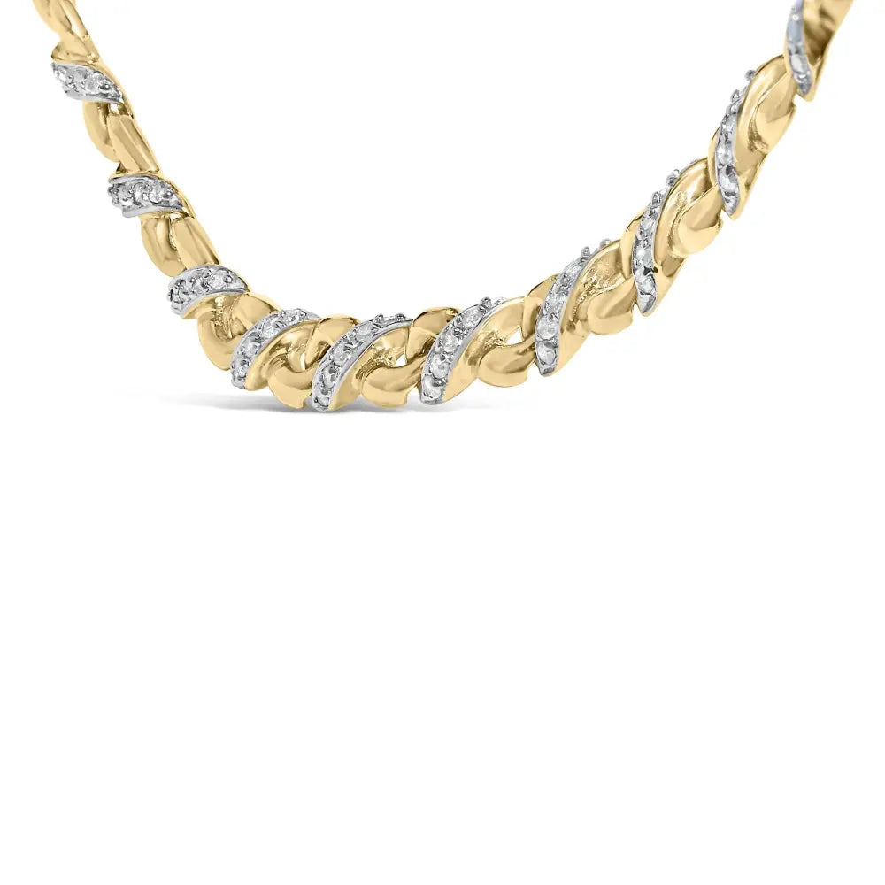 10k yellow gold 1 cttw round diamond interlock riviera pendant necklace bijoux-nyc direct