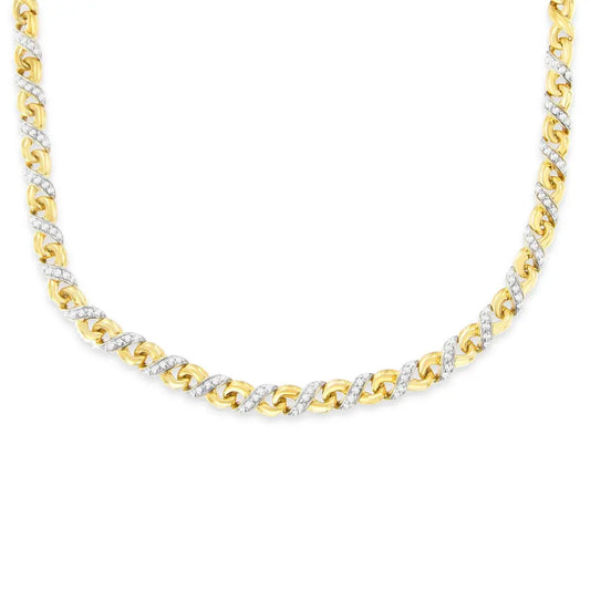 10K Yellow Gold 1 cttw Diamond Riviera Statement Pendant Necklace (J-K, I2-I3) - Bijoux-NYC Direct