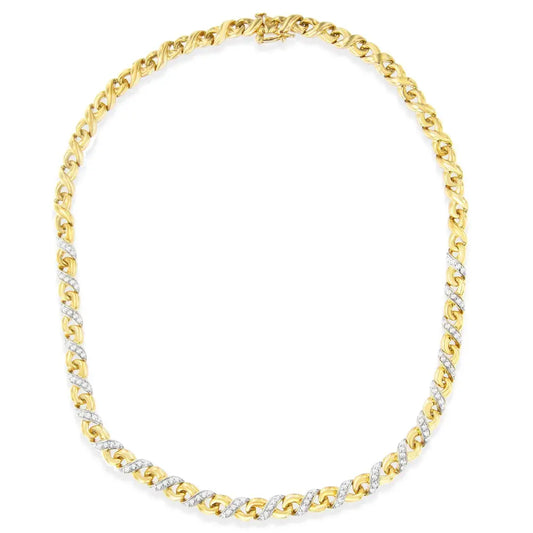 10K Yellow Gold 1 cttw Diamond Riviera Statement Pendant Necklace (J-K, I2-I3) - Bijoux-NYC Direct