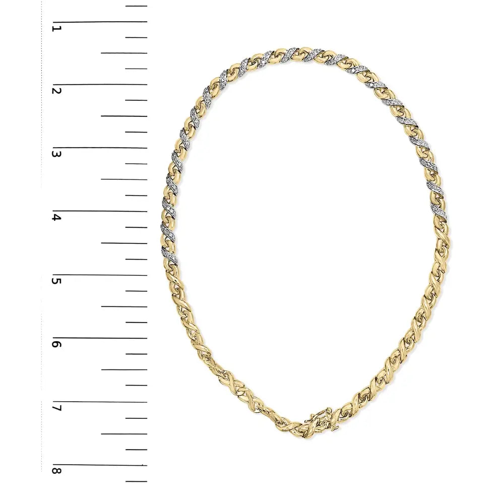 10k yellow gold 1 cttw round diamond interlock riviera pendant necklace bijoux-nyc direct
