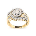 10k yellow gold 1 cttw round and baguette diamond cluster swirl ring bijoux-nyc direct