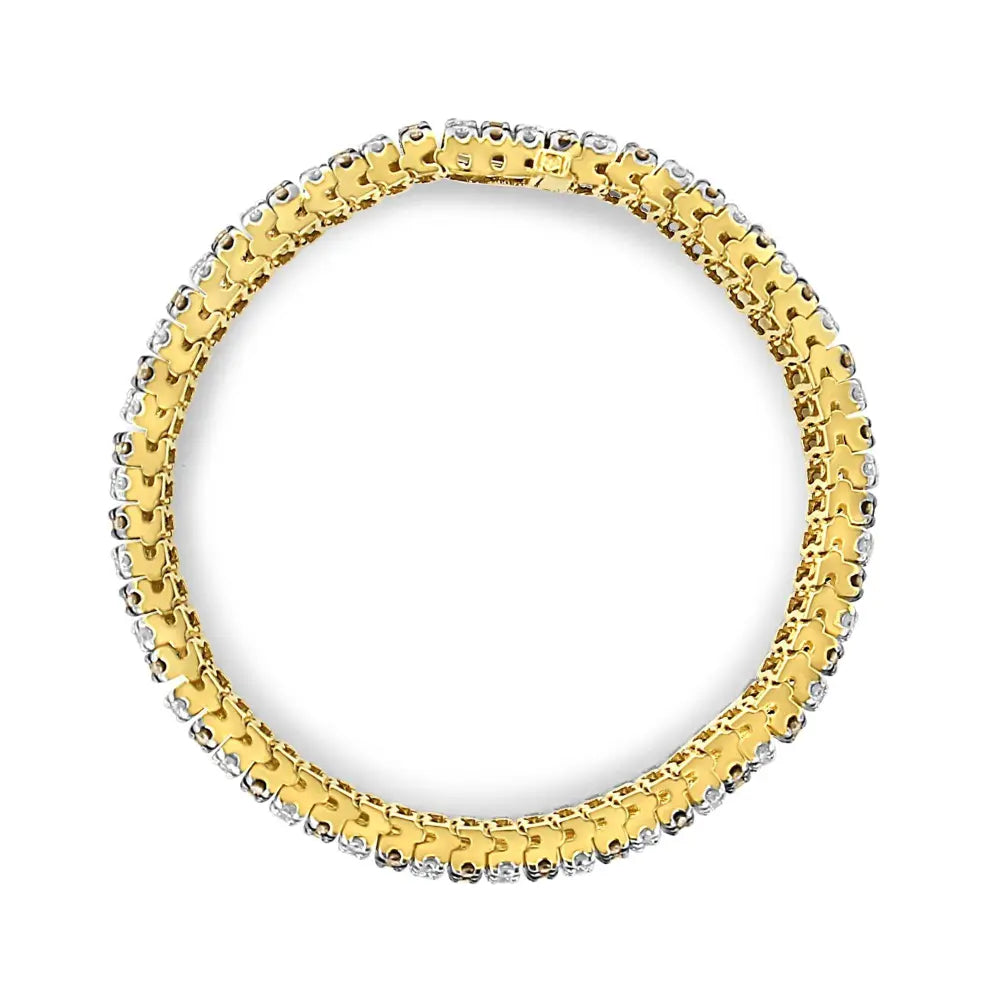 10K Yellow Gold 10 CTW 1/3 Cttw Alternating Coco Color and White Diamond 5 Row Tennis Bracelet (Brown/H-I Color, SI1-SI2 Clarity) - Size 7.25 - Bijoux-NYC Direct