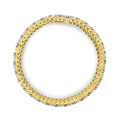 10K Yellow Gold 10 CTW 1/3 Cttw Alternating Coco Color and White Diamond 5 Row Tennis Bracelet (Brown/H-I Color, SI1-SI2 Clarity) - Size 7.25 - Bijoux-NYC Direct