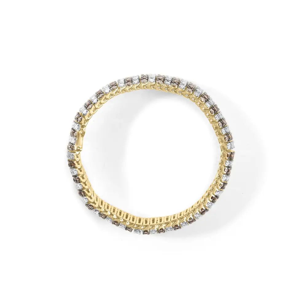 10k yellow gold 10.33 ctw brown and white diamond 5 row tennis bracelet bijoux-nyc direct