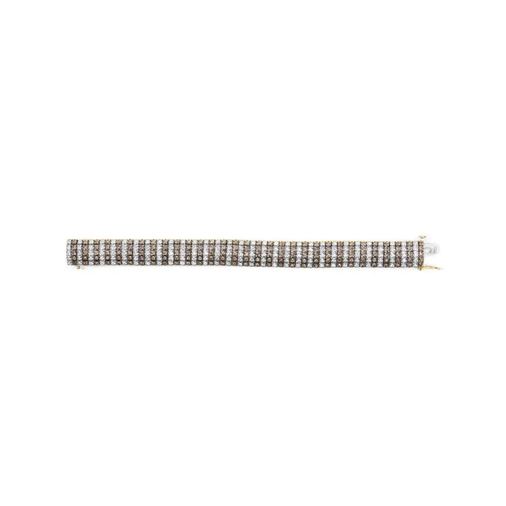 10k yellow gold 10.33 ctw brown and white diamond 5 row tennis bracelet bijoux-nyc direct