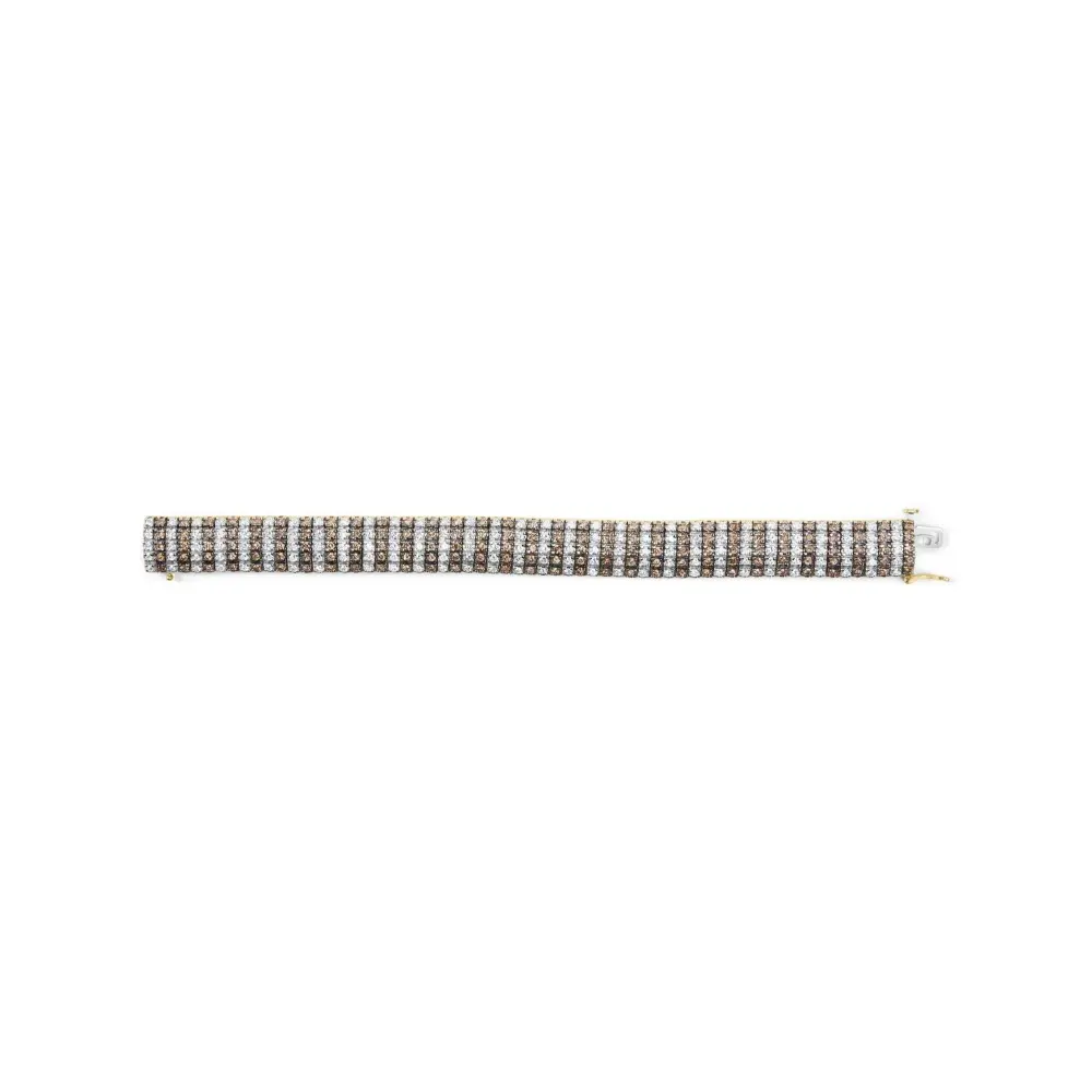 10K Yellow Gold 10 CTW 1/3 Cttw Alternating Coco Color and White Diamond 5 Row Tennis Bracelet (Brown/H-I Color, SI1-SI2 Clarity) - Size 7.25 - Bijoux-NYC Direct