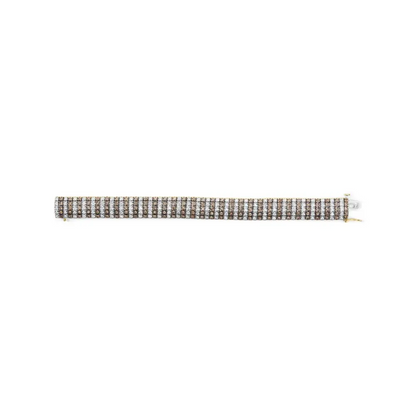 10K Yellow Gold 10 CTW 1/3 Cttw Alternating Coco Color and White Diamond 5 Row Tennis Bracelet (Brown/H-I Color, SI1-SI2 Clarity) - Size 7.25 - Bijoux-NYC Direct
