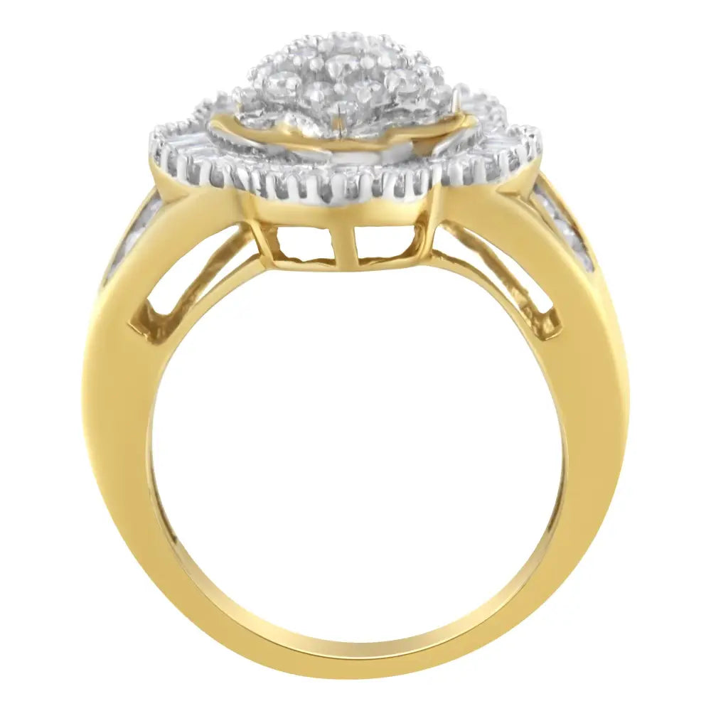 10k yellow gold 1ctw diamond ballerina flower ring bijoux-nyc direct