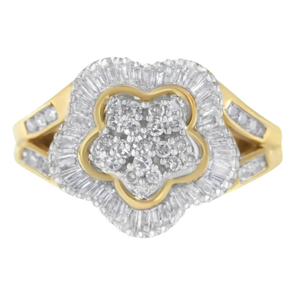 10k yellow gold 1ctw diamond ballerina flower ring bijoux-nyc direct